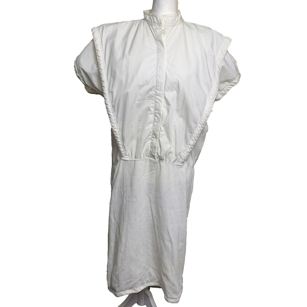 VTG Callaghan Italy White Cotton Waffle Knit Panel Drop Waist Dress‎ IT 40 US 4